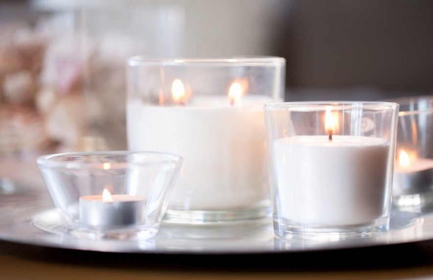 Lyktor av glas för stearinljus